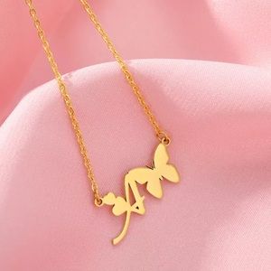 Letter A Butterfly Necklace